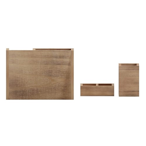 Flash Furniture Comerford 3 Wood Organizer Set - Rustic Brown Solid Pine Wood - For Desktop, Table Top, or Vanity