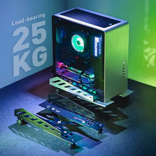 AGPTEK Adjustable CPU Stand with Wheels, Steel Computer Tower Riser 6.3-11.8in