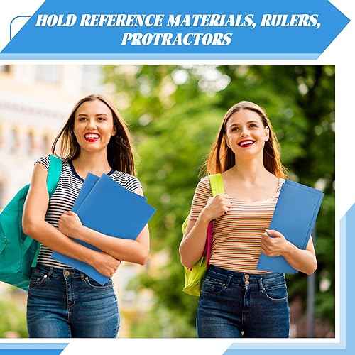 Tenceur 24 Pcs Tri Fold 3 Pocket Folder Plastic Folders with Pockets for Work Class Office Back to School Supplies (Blue)
