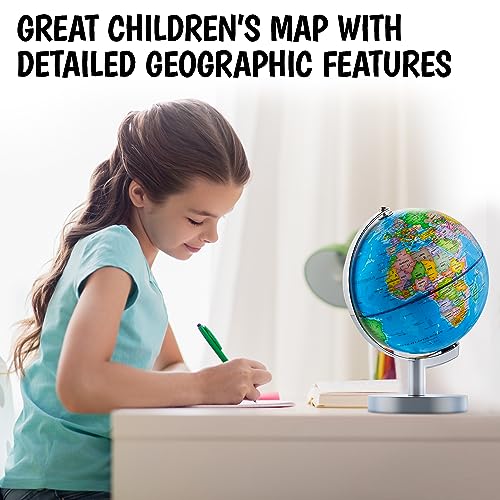 USA Toyz Illuminated Globe for Kids Learning- 3-in-1 STEM Globes of the World with Stand, Constellation Map, Built-in LED Night Light Desk Globe Lamp, Non-Tip Metal Base, 9.75¡± Tall, 7 Inch Diameter