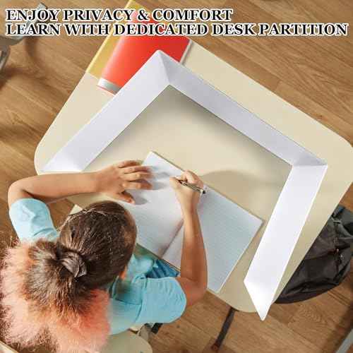 12 Pack Desk Divider for Students Classroom Privacy Boards with Name Labels Study Carrel Reduces Distractions Easy to Clean Plastic Guard Shields for School