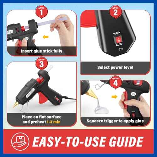 DIYSELF Hot Glue Gun, Full Size, 1 PCS Glue Gun with 20 Glue Sticks, Glue Gun and Sticks Set, Hot Glue Gun Kit for Crafts, Fabric, Woodworking, Craft Glue Guns, Heavy Duty Glue Gun, 60/100W(Black£©