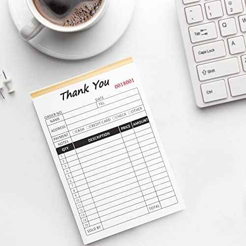 Receipt Book with Cardboard 2-Part Carbonless, Order Forms for Small Business