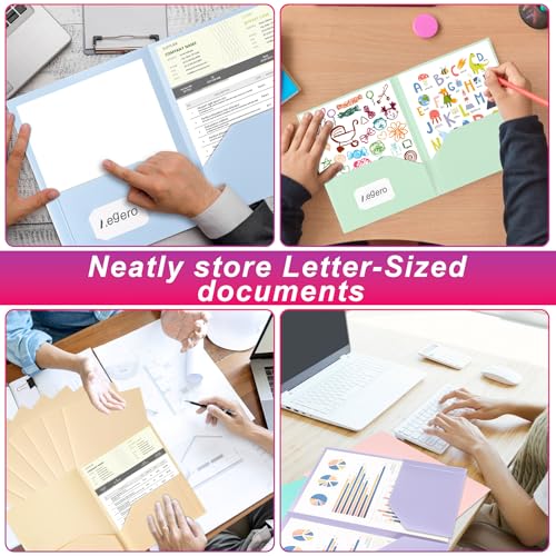 Aegero 7 Pack Plastic Pocket Folders - Sweet Colors, Letter Size, Durable Office & School Organizer