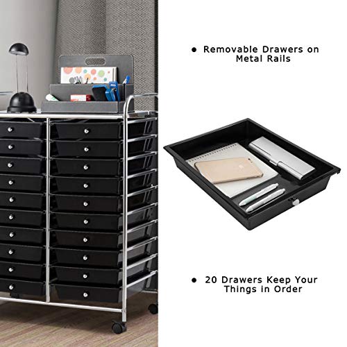 Giantex 20-Drawer Rolling Storage Cart - 25 x 15 x 35 Inch Black (Variation: 20 Drawer)