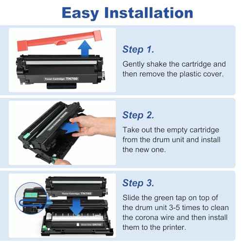 TN760 Toner Compatible Replacement for Brother TN760 TN-730 TN-760 TN730 Toner Cartridge for Brother Printer L2325DW L2350DW L2370DW L2390DW L2395DW L2550DW L2690DW L2710DW L2717DW L2750DW 4Pack Black