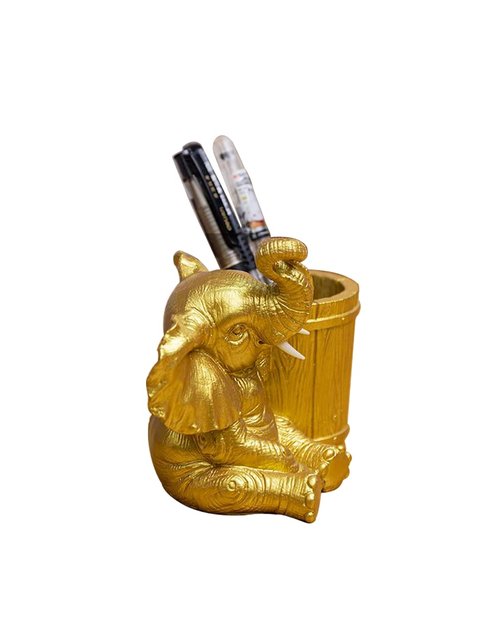 sleeri Cute Resin Elephant Pen Pencil Holder Desk Organizer - Desktop Pen Pencil Brush Holder Container Storage Organizer, Creative Elephant Home Decoration Desk Ornaments for School Office