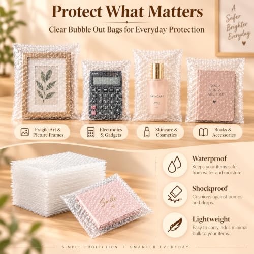 50PCS 6x8 Inch Clear Bubble Pouches Double Wall Shockproof Packaging