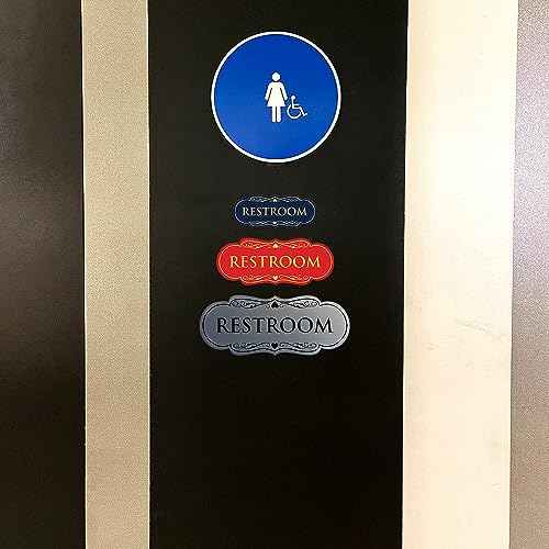 All Quality Designer Restroom Wall or Door Sign - Bathroom Signage | Durable Plastic and Easy Installation | (Multipacks)
