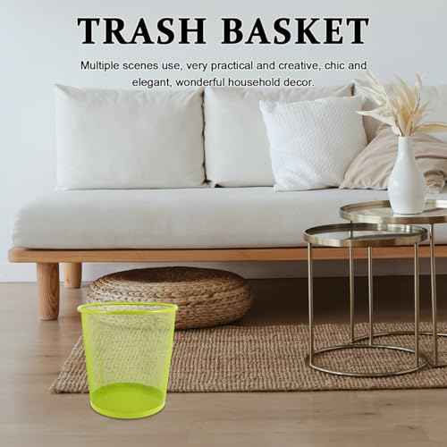 Ciieeo Green Mesh Trash Cans Mesh Office Trash Can Open Top Metal Wire Wastebaskets Waste Basket for Near Desk Garbage Can Recycling Garbage Container Bin 26.5x28cm