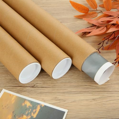 15 Pack 2x15 Inch Kraft Paper Poster Tubes with Caps for Shipping & Storage