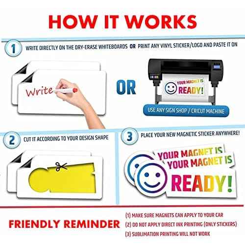 2 Pack Blank Car Door Magnet Sticker, Rounded Corners Magnetic Vehicle Sign, Perfect Magnet for Car to DIY Advertise Business and Cover Company Logo, Personalized Magnet Decal, 24x18 inch White