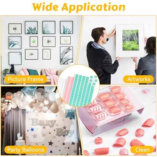288 Pcs Sticky Tack, Wall Safe Adhesive Museum Poster Putty, Removable and Reusable Mounting Putty for Hanging Pictures, Art, Decoration (Light Blue, White, Pink)
