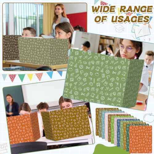 gisgfim 36 Pack Privacy Shields for Student in 12 Boho Colors Desk Dividers Durable Privacy Folders Testing Dividers Shield Study Boards Panel Partition for Classroom Teacher Back to School Supplies