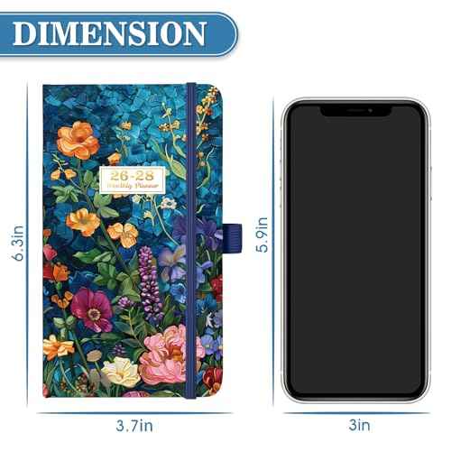 2026-2028 Pocket Planner/Calendar - 3 Year Monthly Planner 2026-2028, January 2026 - December 2028(36 Months), 6.3" x 3.7", Monthly Planners with Inner Pocket, Pen Holder & Elastic Closure - Colorful