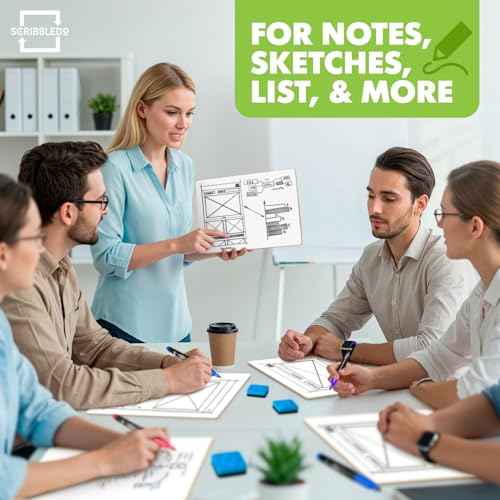 Scribbledo 6 Pack Small White Board Dry Erase Boards Classroom Pack Mini White Boards 9" x12¡± Personal Whiteboards for Students Teachers School Supplies Lapboards l 6 Mini Whiteboard Erasers Included