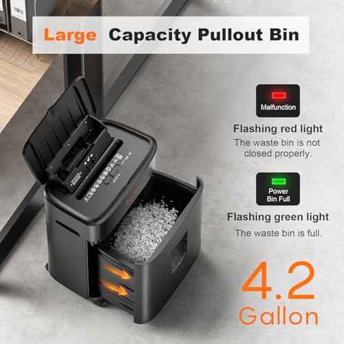 Bonsaii 100 Sheets Auto Feed Paper Shredder, Up to 30 Minutes Shredders for Home Office Use, Micro-Cut Heavy Duty Shredder / 4.2 Gallons/Security Level P-4 (C231-D)