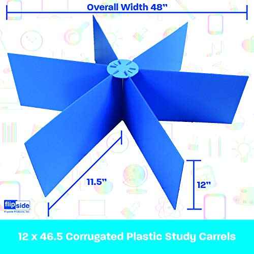 Flipside Products Blue Round Plastic Study Carrel, Divided Into 6 Partitions, Student Privacy and Focus Booth for The Classroom
