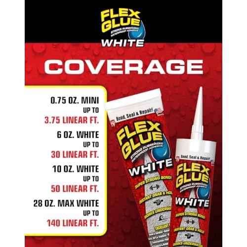 Flex Glue, Super Strong, Rubberized Waterproof Adhesive, Works Underwater, Use on Pools, Showers, Outdoors, Concrete, Brick, Pavers, UV Resistant, 10 oz Cartridge, White, 2-Pack