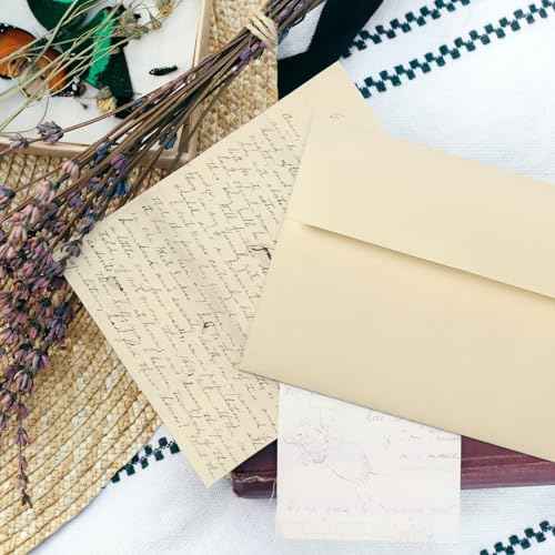 Goefun Cream Blank Cards and Envelopes, 5x7 Folded Ivory Cardstock and A7 Envelopes Self Seal 100 Pack for Wedding, Invitations, DIY Greeting Cardstock, Thank You Cards & All Occasion