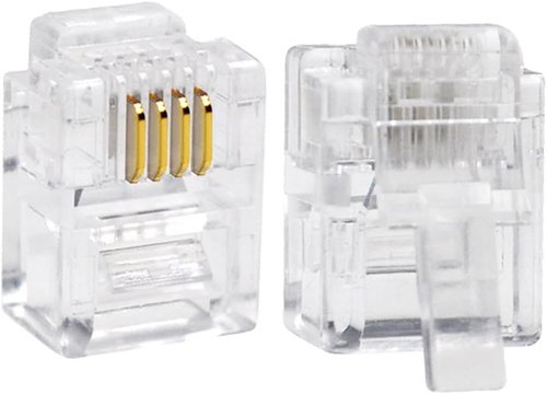 RJ11 Connectors by RJ11 | 6P4C Telephone Line Cable Male Plug - 100 Pieces Pack