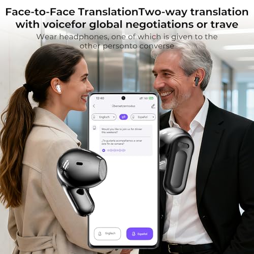 NE20 Translation Earbuds Real Time - AI 135 Language Translator Earbuds, Audifonos Traductores Ingl?s Espa?ol, 4-in-1 Translating Device, Translate Ear Buds for Travel Learning (Black)