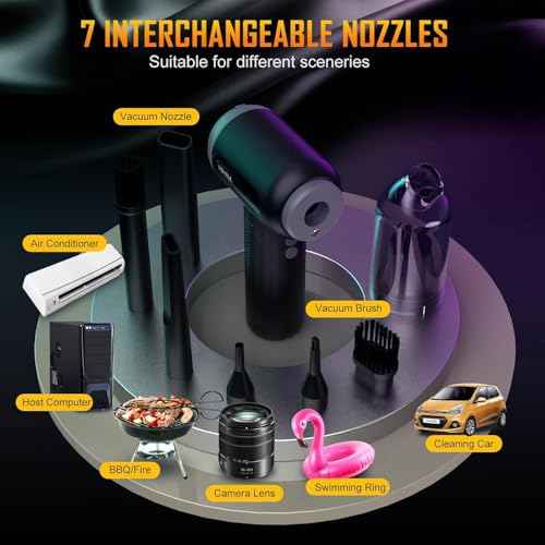 Compressed air Duster, Yomile 2 in 1 180000RPM Cordless Air Duster with Mini Car Vacuum, 9000mAh Battery Dust Blower for Keyboard Cleaner,Rechargeable Air Blower AIC Can for Office Computers