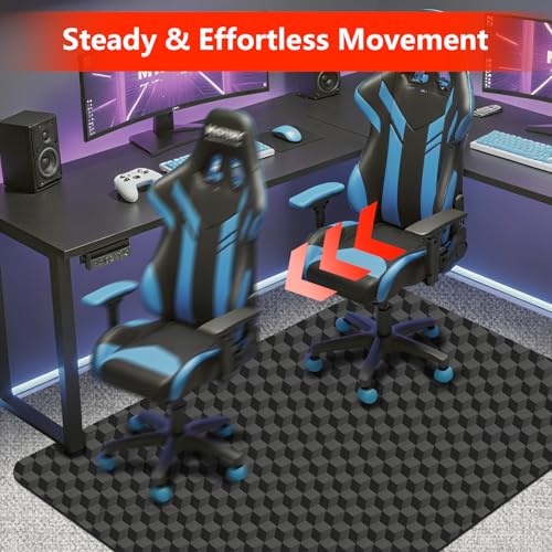 AiBOB Office Chair Mat for Carpet, 60"x48"Gaming Computer Desk Mat for Low Pile Carpet, Heavy Duty Floor Protector Mat for Rolling Chairs, Easy Glide Chair Mat for Home Office