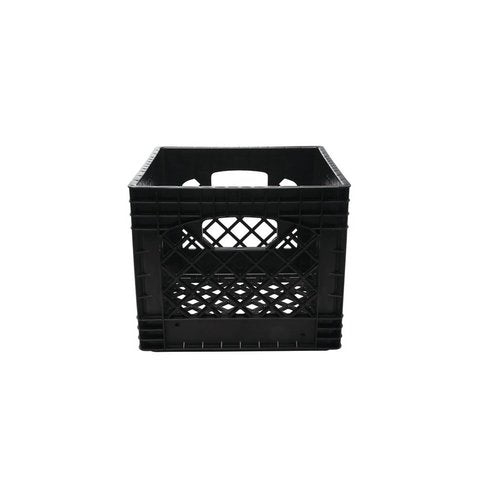 Ecworpo (5 Pack 16QT Heavy-Duty Plastic Square Milk Crate Black Durable Storage Solution for Organizing Home Office Garage Ideal for Transporting Goods and Supplies Versatile Stackable Design Great