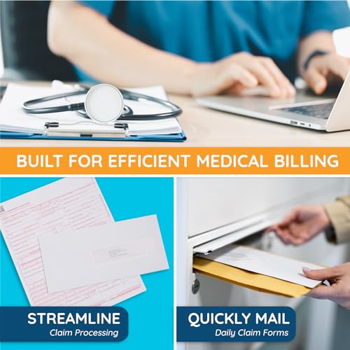Blue Summit Supplies 500 CMS Self Seal Claim Envelopes 4 1/2 x 9 1/2 Inches for CMS 1500 Forms