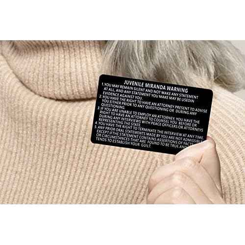 24 PCS Metal Miranda Warning Card, Juvenile Miranda Rights Card Metal Laser Engraved Insert (Black)