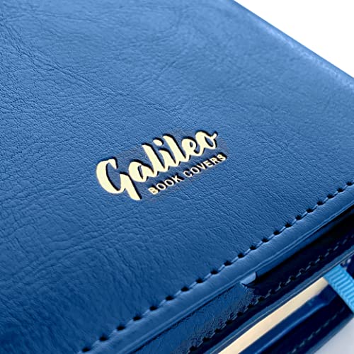GALILEO¢ç Double AA Big Book Cover & 12 Steps & 12 Traditions | Perfect Gift | Alcoholics Anonymous | PU Leather | AA Book Covers for Hardcover | Serenity Prayer (Snap Button Closing/Navy Blue)