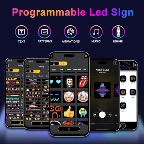 LED Sign for Car with Bluetooth APP Control, Custom Programmable LED Sign for Taxi Driver,Business, Holidays - Scrolling Display, 24x5 Inch Flexible Matrix Panel