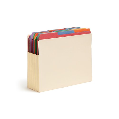 Smead End Tab TUFF File Pocket, Reinforced Straight-Cut Tab, 5-1/4" Expansion, Extra Wide Letter Size, Manila, 10 per Box (75160)