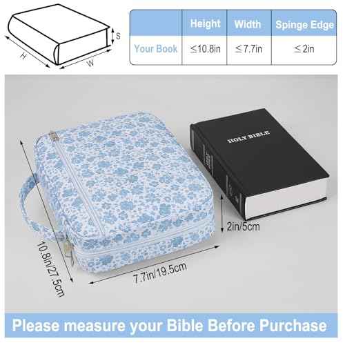 Bible Cover Case for Women, Quilted Bible Cover Bag with Handle for Girls, Bible Carrying Case Study Supplies Accessories for Women