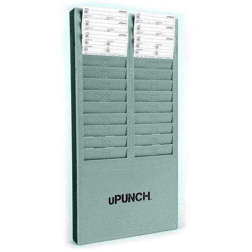 uPunch Time Card Rack, 24 Pockets, Gray