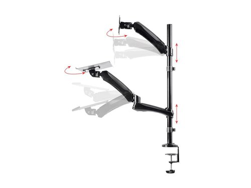 Monoprice Articulating Gas Spring Sit Stand Monitor and Keyboard Workstation Mount - for Displays 13in to 26in, VESA 75x75 to 100x100, Easy to Use, Compatible with Most Desks, Black