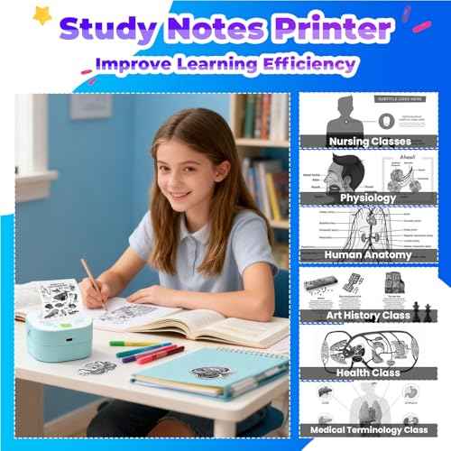 Mini Sticker Printer PrintPods, Portable Bluetooth Sticker Maker Machine with 3 Rolls Paper, D21 Thermal Inkless Photo Printer, Impresora Port?til for Phone DIY Photos Study Notes Journal Kids Gift