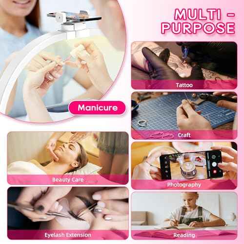 2025 Upgraded Half Moon Light for Nail Desk,29" Foldable Nail Tech Lamp Manicure Nail Desk Lamp 364LED Ultra-bright,with Phone Holder,10 Brightness,Portable Half Moon Lamp for Beauty/Eyelashes/Tattoos