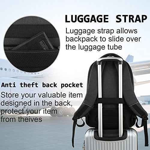 Laptop Backpack,Business Travel Anti Theft Slim Durable Laptops Backpack with USB Charging Port,Water Resistant College Computer Bag for Women & Men Fits 15.6 Inch Laptop and Notebook - Black