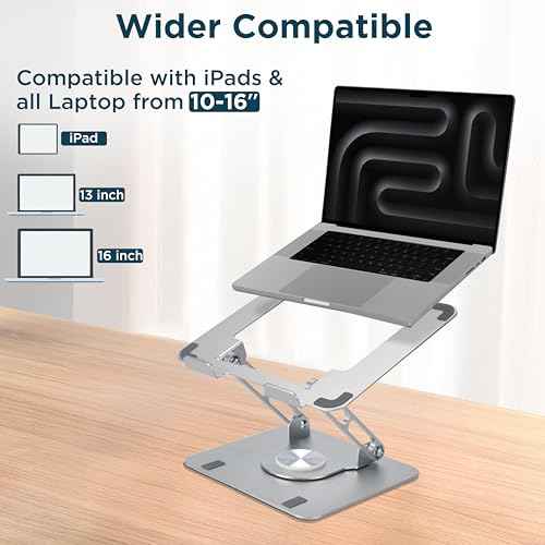 Uncaged Ergonomics Swivel Laptop Stand for Desk, Adjustable Computer iPad Stand for Desk w/ 360 Rotation, Portable Laptop Holder for Home Office Ergonomic Supplies