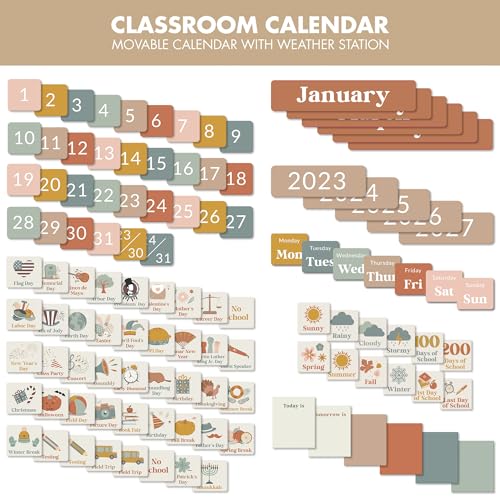 Kids Classroom Calendar Pocket Chart with 86 Colorful Cards - Educational Classroom & Home Learning