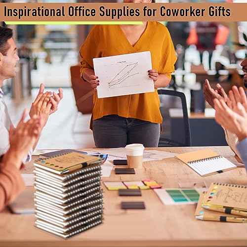Kosiz 40 Pcs/20 Set Christian Gifts Bulk Notebook Bible Verse Pen Religious Spiral Notebook with Sticky Notes Christmas Appreciation Gifts for Church Pastor Clergy Sunday Shool Teacher (Kraft)