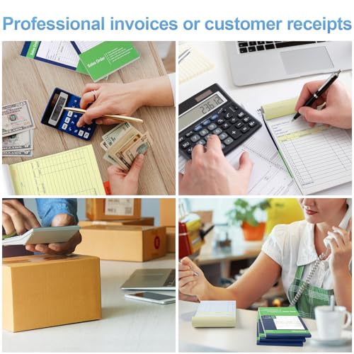 Joyberg 4-Pack Receipt Book with Carbon Copies 2-Part White & Yellow, 40 Sets/Book, 4.17 x 7.2 in