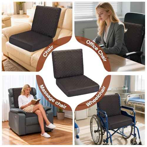Egg Crate Foam Recliner Cushion Non-Slip Recliner Cushion with Back Support 4.3 Inch Thick Soft Seat Cushion for Elderly Reduces Muscle Fatigue