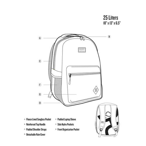 HOOEY Recess 25L Backpack - Durable Lightweight Daypack for Travel, Gym & Outdoor Use - Spacious Main Compartment, Laptop Sleeve, Water-Resistant, Stylish Unisex Design (Tan/Red)