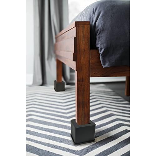 iPrimio Bed and Furniture Square Risers - 3 Inch Rise Size - Wont Crack & Scratch Floors - Heavy Duty Rubber Bottom - Patent Pending - Great for Wood and Carpet Surface (Black, 6)