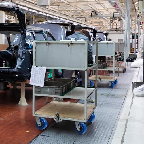 5" x 2" Caster Wheels, Polyurethane on Polyolefin Core Wheel with Roller Bearing- 1/2" Bore, Heavy Duty Caster Wheel for Industrial/Commercial-800 lbs Capacity(Blue, 4 Pack)