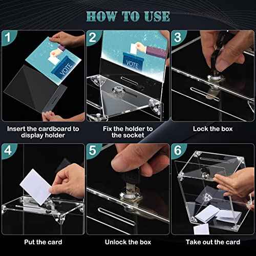 KYODOLED Large Tall Acrylic Donation Box with Slot and Lock, Clear Ballot Box with 6"x8" Sign Holder Storage Container for Voting, Raffle,Tip Jar, 6.7"x5.23"x8"