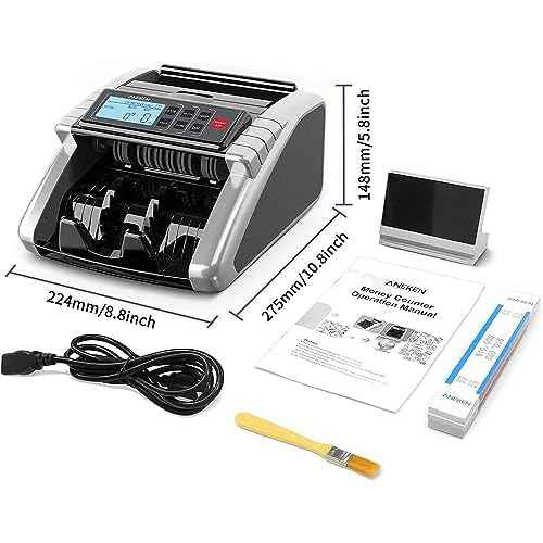 Aneken Money Counter Machine with Value Count, Dollar, Euro UV/MG/IR/DD/DBL/HLF/CHN Counterfeit Bill Detectors£¬Add and Batch Modes, Cash Counter with LCD Display